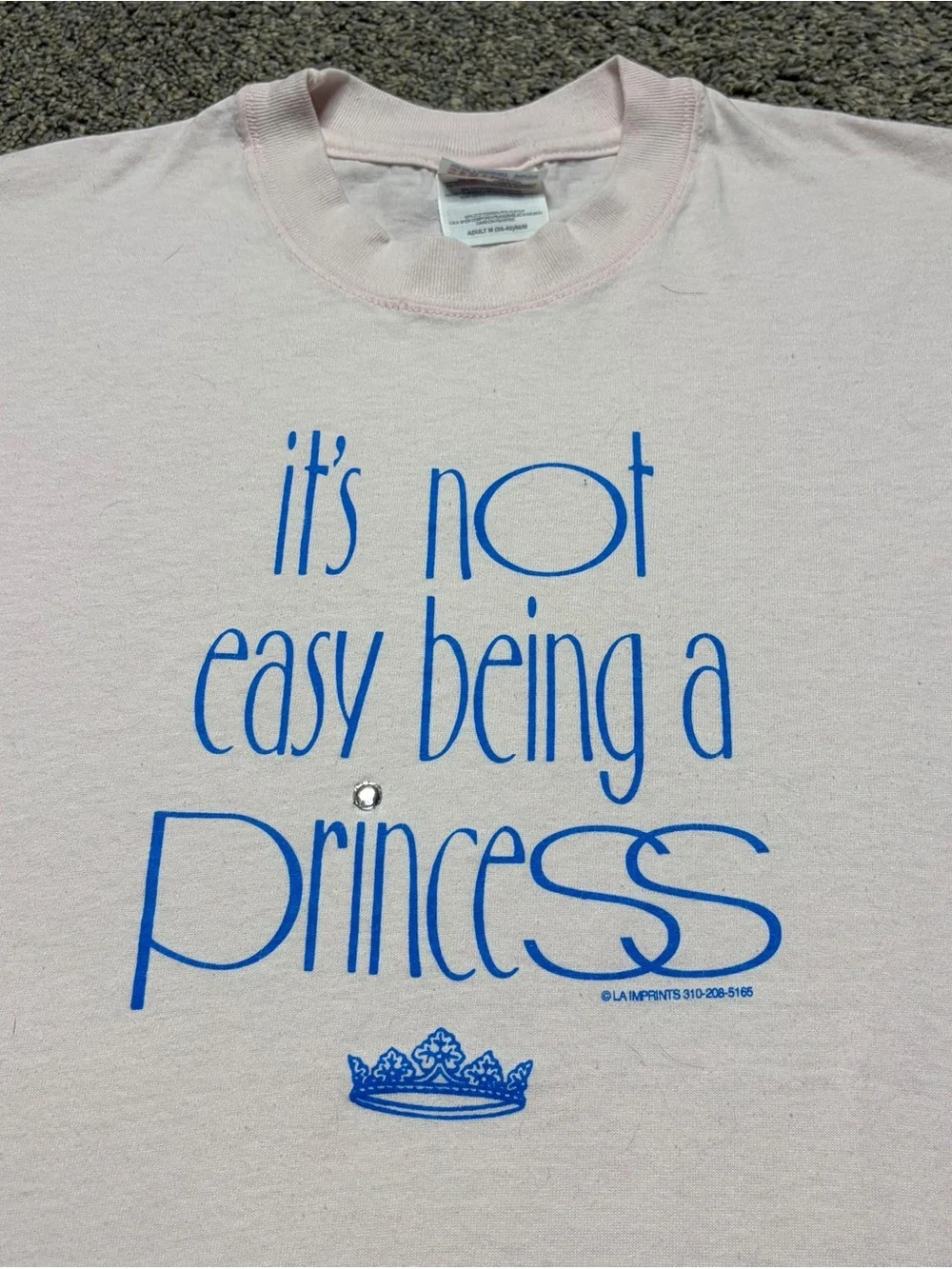 VTG 90s Princess Crown TShirt Light Pink Size M
